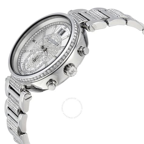 Michael Kors Sawyer Silver Crystal Pave Dial Ladies Watch MK6281